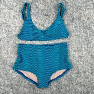 Seea Bikini Size XS Flor High Waist Bottom And Top Blue Lava